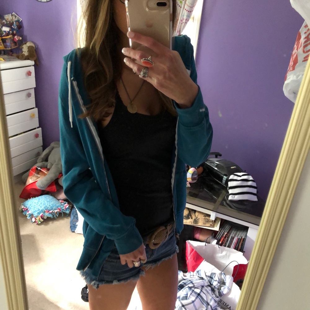 Zumiez Zine turquoise zip up hoodie